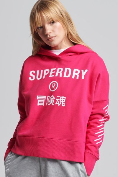 Superdry Code Core Sport Hoodie Fuschia Pink