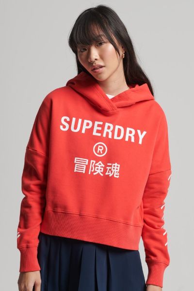 Superdry Code Core Sport Hoodie Fire Coral
