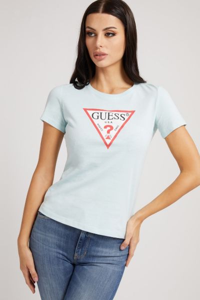 Guess Triangle Logo Tshirt Pale Blue