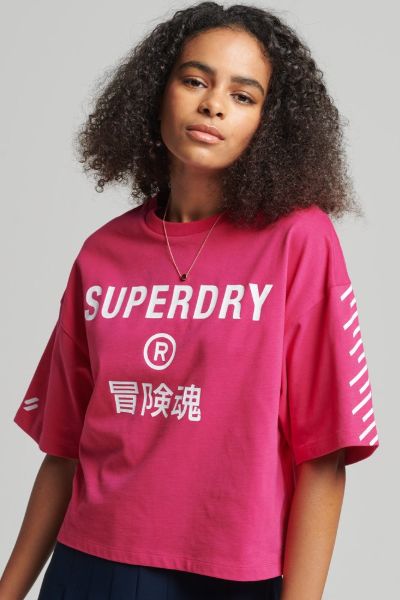 Superdry Core Code Tshirt Fuschia Pink