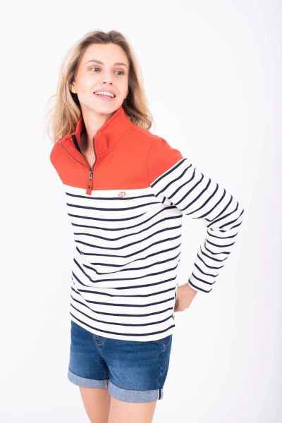 Brakeburn Corfe Sweater Orange/Stripe