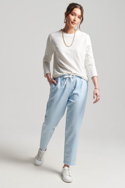 Superdry Linen Joggers Chambray Blue