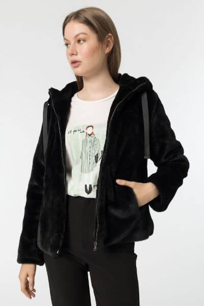 Tiffosi Glow Fur Jacket Black