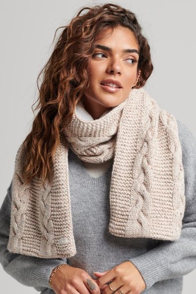 Superdry Vintage Cable Scarf Oat