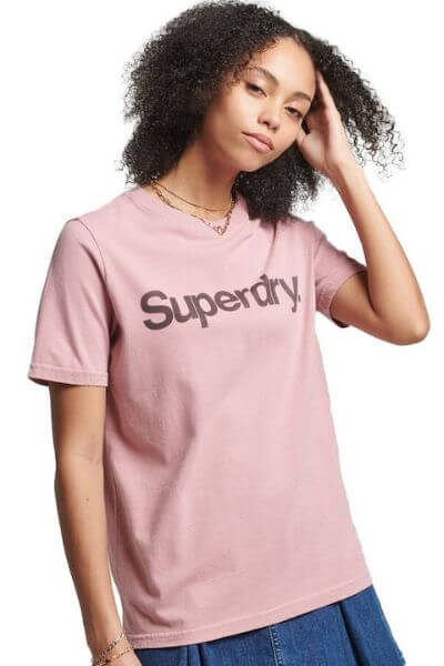 superdry core logo t shirt pink