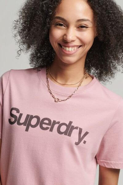 superdry core logo t shirt pink