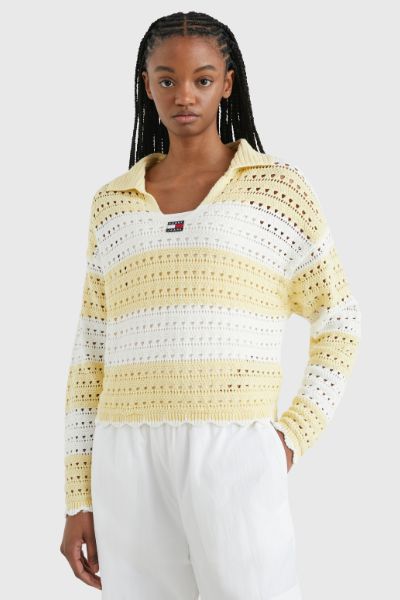 Tommy Hilfiger Summer Crochet Sweater Lemon