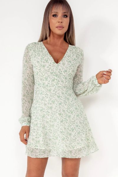 Glamorous Ditsy Dress Green