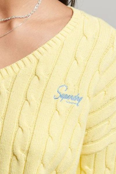 Superdry Vintage V Neck Sweater Lemon