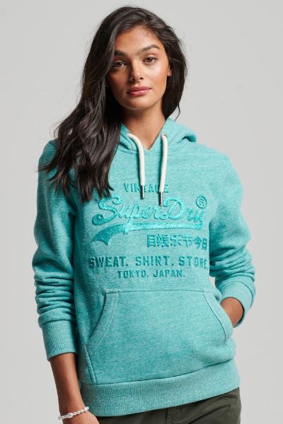 Superdry VL Emboss Graphic Hood Turquoise