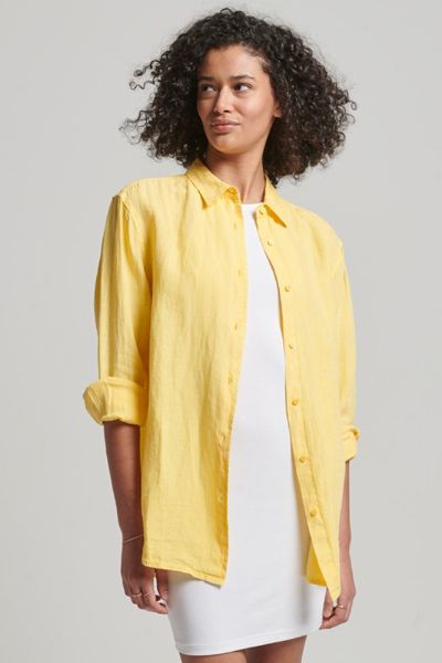 Superdry Studios Casual Linen BF Shirt Yellow