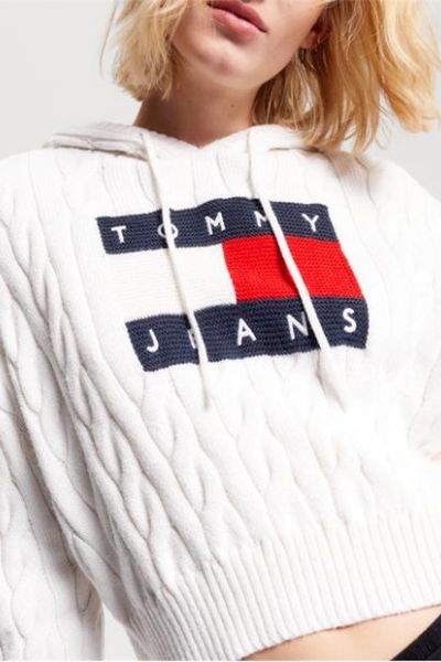 Tommy Hilfiger Cable Hoodie White