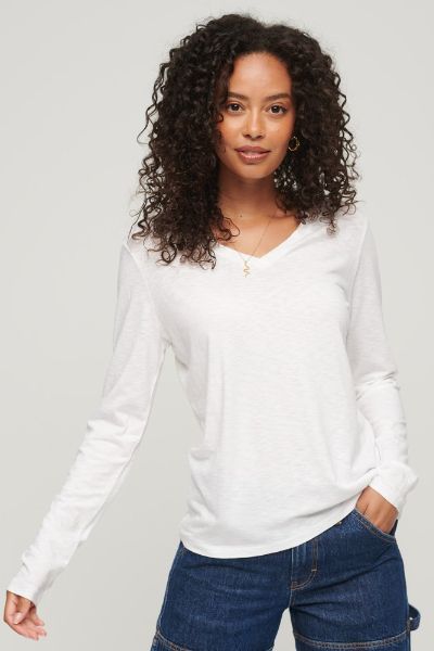 Superdry Long Sleeve Jersey Top White