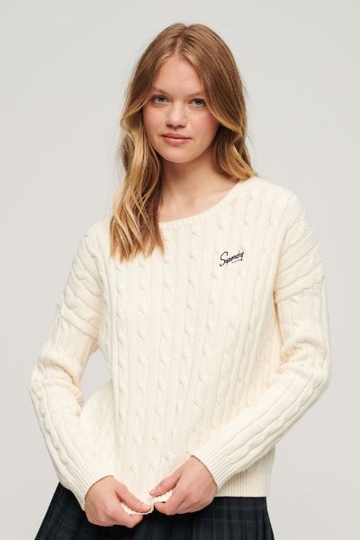Superdry Vintage Cable Knit White