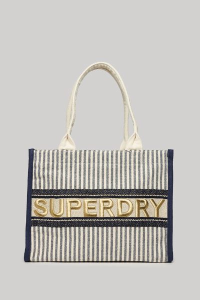 Superdry Luxury Tote Bag Navy Stripe