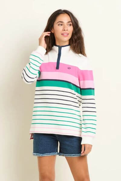 Brakeburn Stripe Quarter Zip Sweater Multi