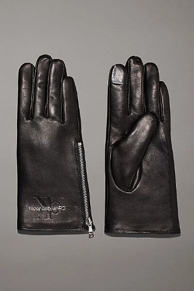 Calvin Klein Leather Gloves Black