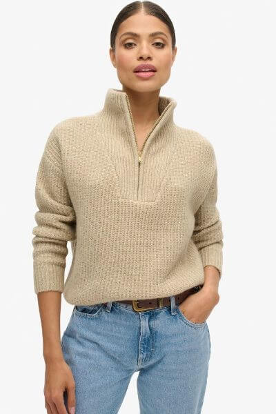 Superdry Essential Half Zip Jumper Fudge