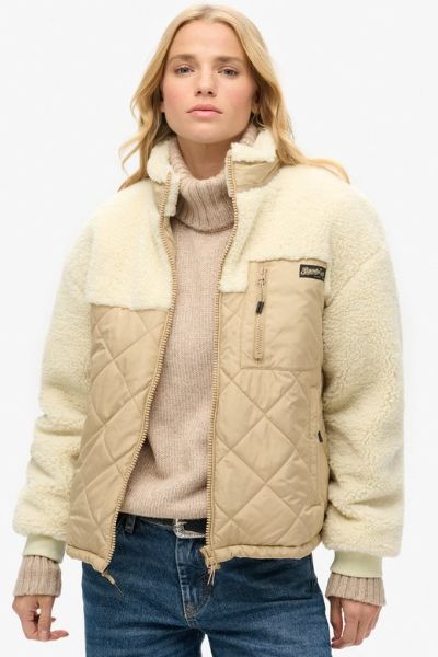 Superdry Workwear Fleece Hybrid Jacket Cream