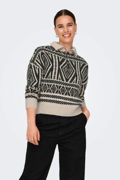 ONLY Felicia Knitted Pullover Black/White