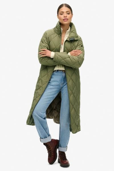 Superdry Superlong Quilted Liner Jacket Green