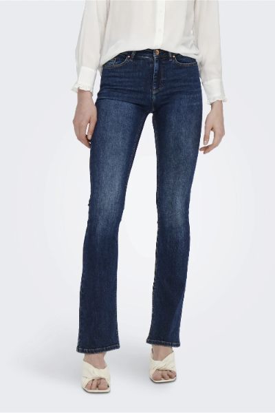 ONLY Blush Mid Flared Jean Dark Blue