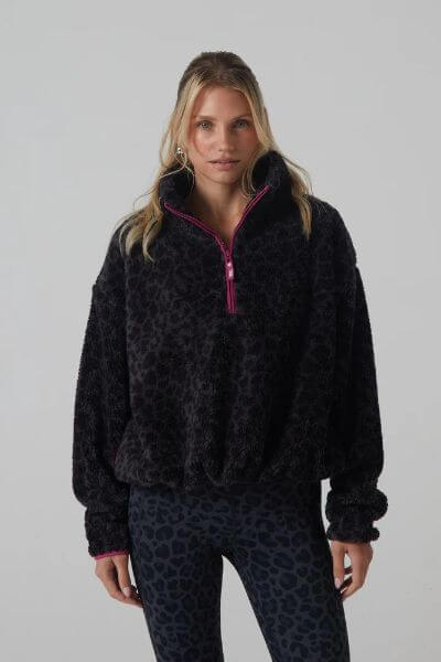 Diesel Penny Fleece Half Zip Leopard Print