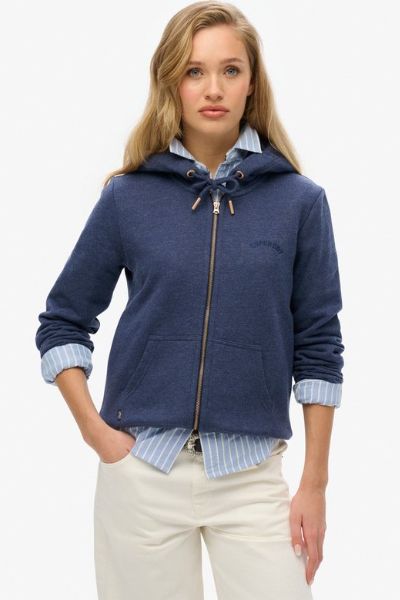 Superdry Essential Logo Zip Hoodie Blue Marl