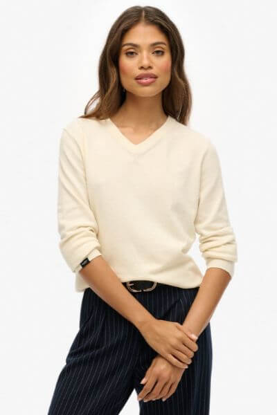 Superdry Classic V-Neck Jumper Cream