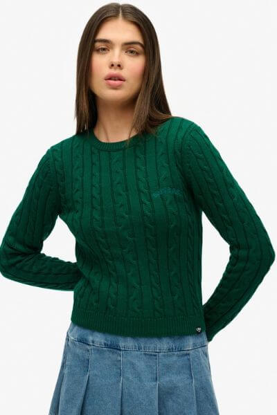 Superdry Essential Slim Cable Jumper Green